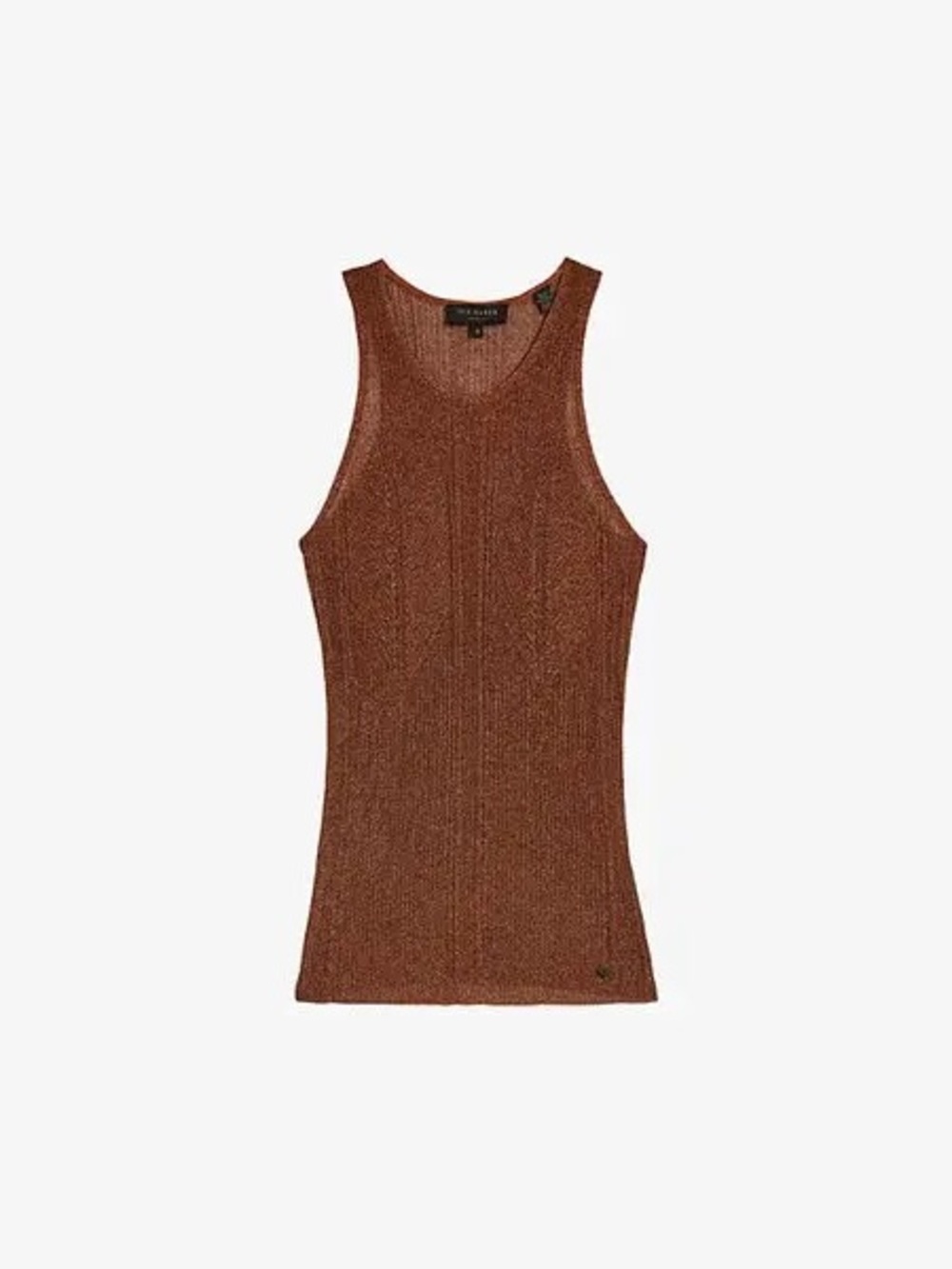 Ted Baker London Copper Metallic Ribbed Tank Top
